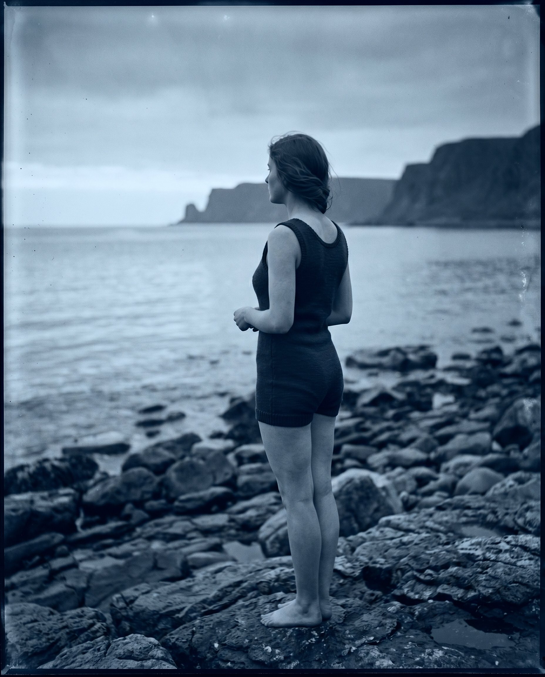 Period figure on the Channel coast at dawn
